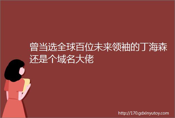 曾当选全球百位未来领袖的丁海森还是个域名大佬